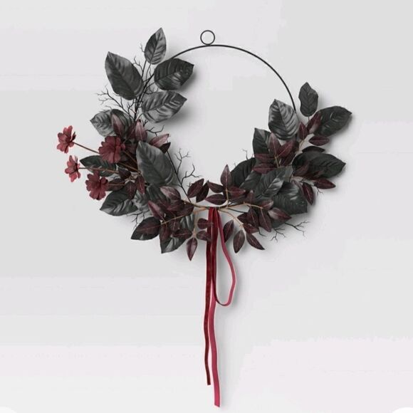 Nwt Halloween leaf and floral wreath "Threshold" - Picture 1 of 5